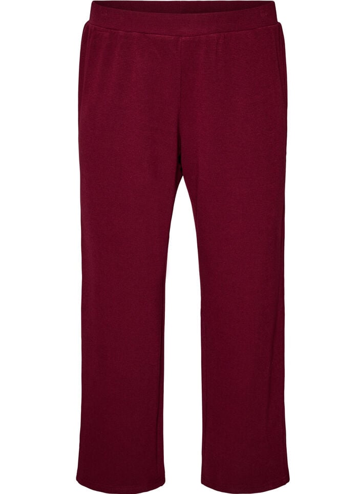 Loose trousers with texture and a high waist, Red, Packshot image number 0