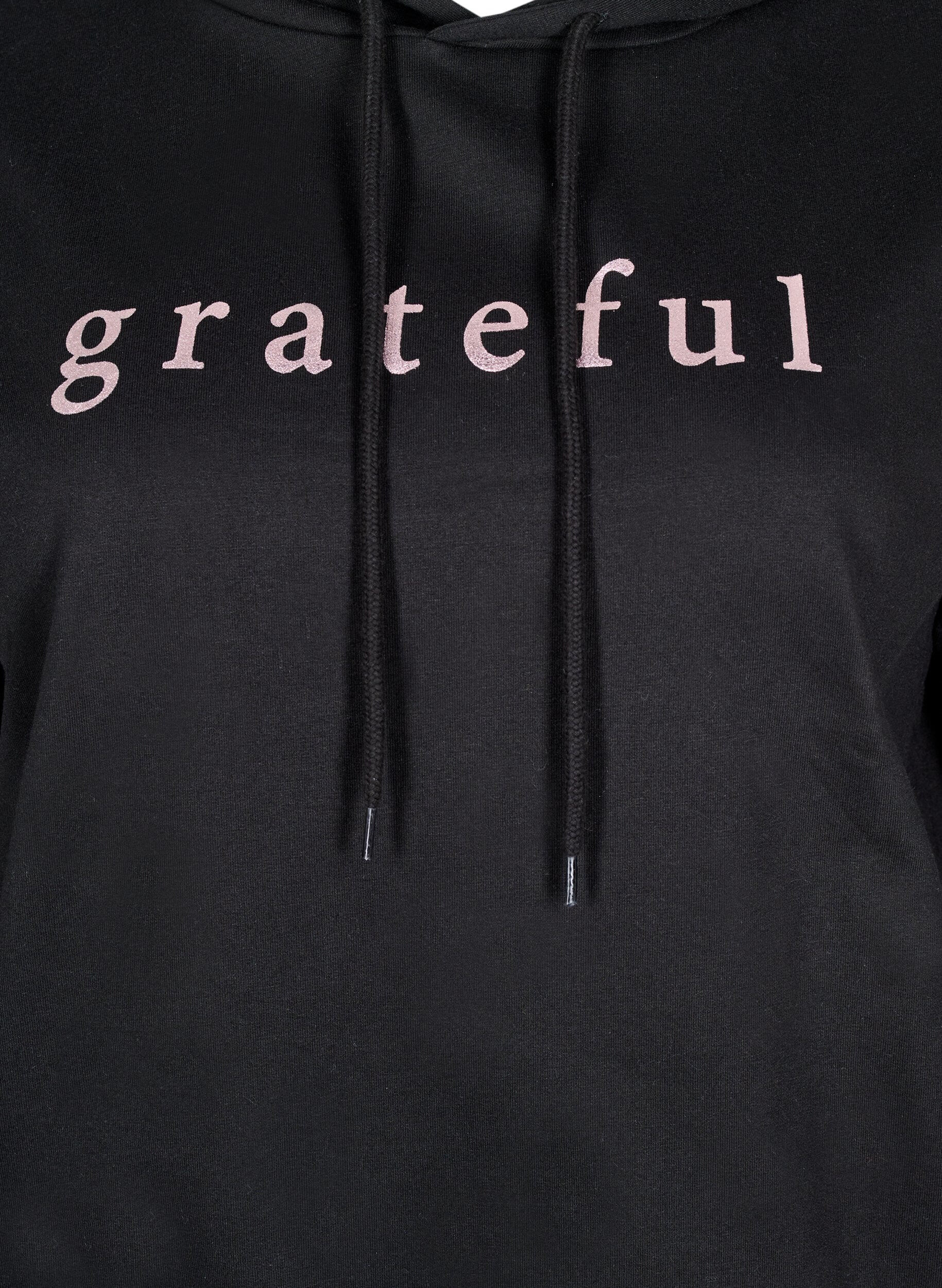 ZizzifashionSweatshirt with hood and print, Black, Packshot image number 2