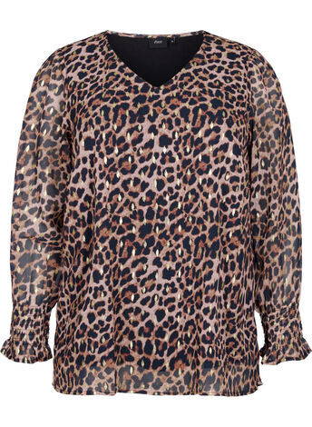 Leo blouse with long sleeves and v-neck