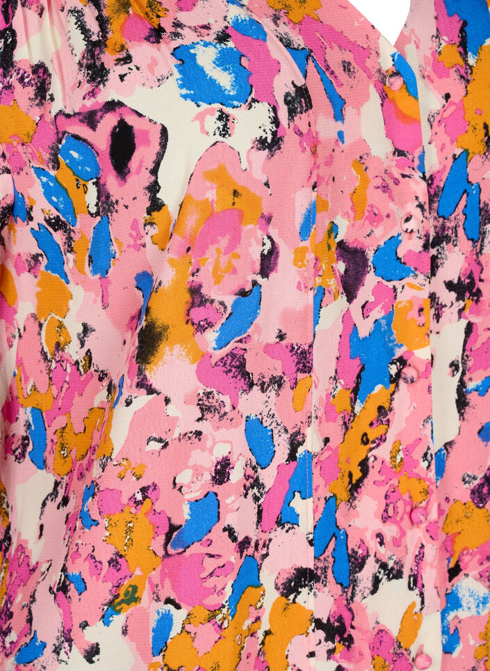 Long printed shirt in viscose, Rosebloom GraphicAOP, Packshot image number 2