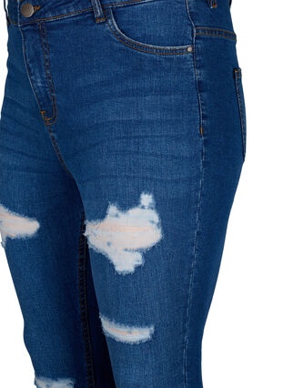 Slim fit jeans with abrasion details, Blue Denim, Packshot image number 2