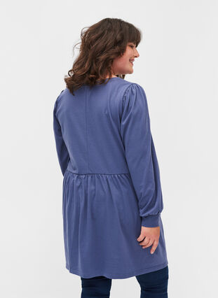 Maternity tunic with puff sleeves, Nightshadow Blue, Model image number 1
