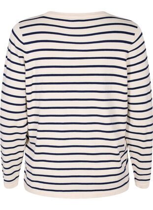 	 Knitted viscose top with long sleeves, Birch W/Stripes, Packshot image number 1