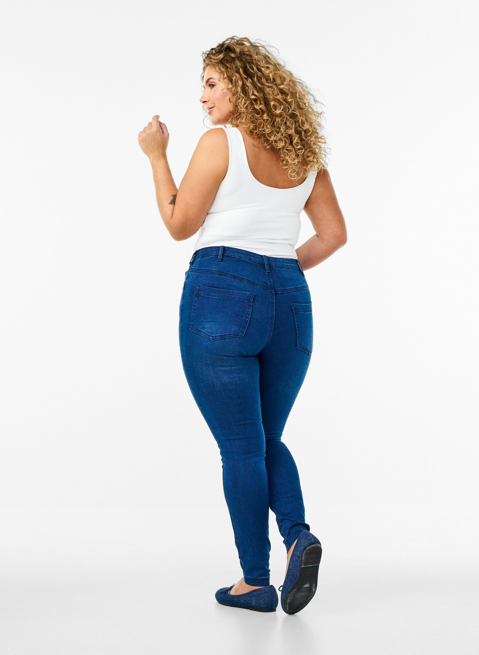 ZizzifashionSuper slim Amy jeans with high waist, Blue Denim, Model image number 1