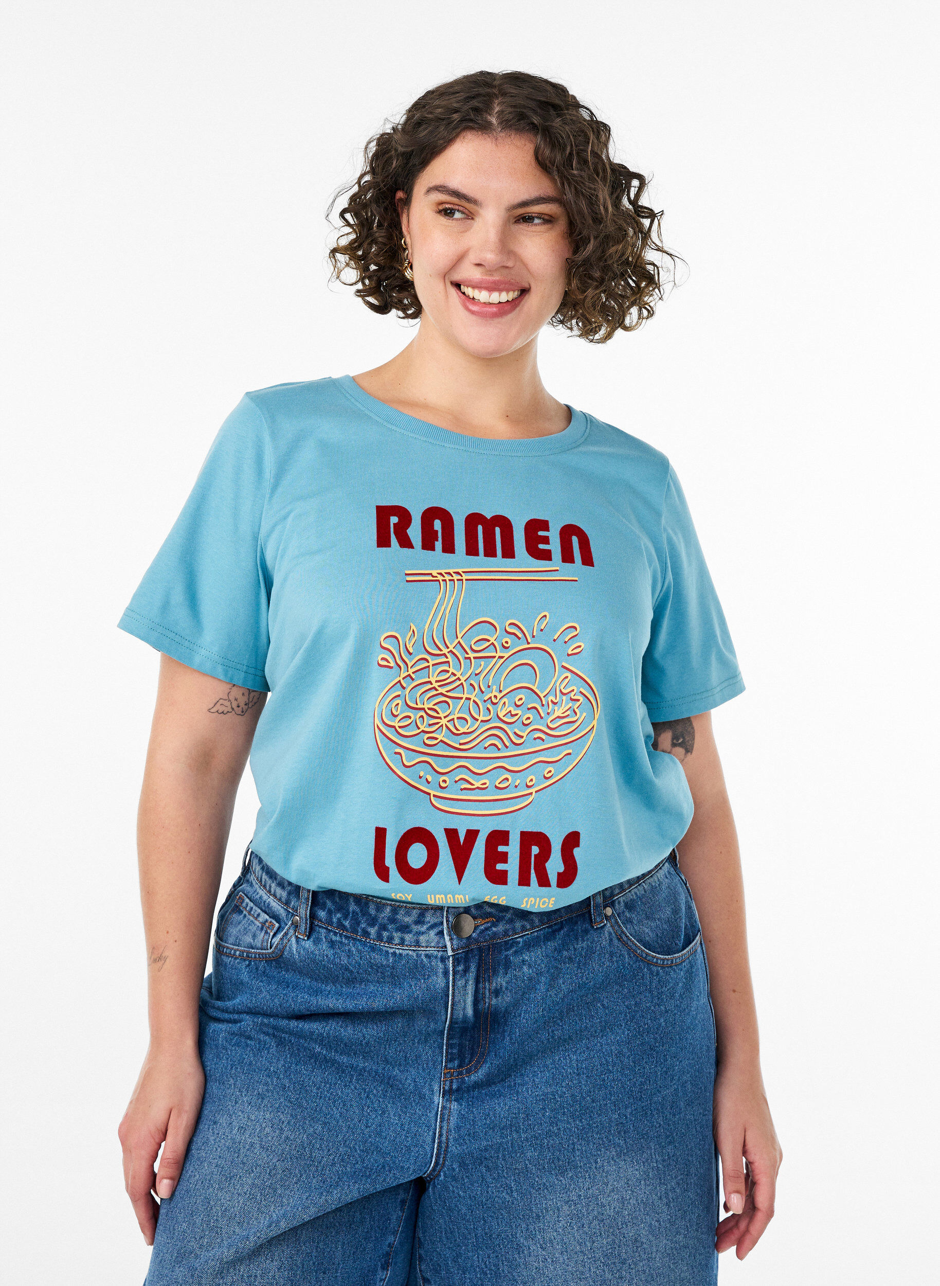 ZizzifashionCotton T-shirt with print, Blue, Model image number 0
