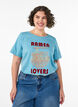 Cotton T-shirt with print, Blue, Model image number 0
