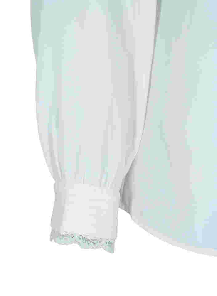 Long-sleeved blouse with v-neck, Bright White, Packshot image number 2