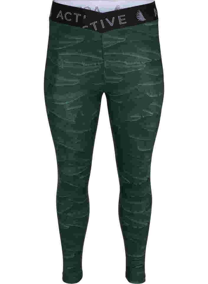 	 Printed workout leggings with text print, Leaf Comb, Packshot image number 0