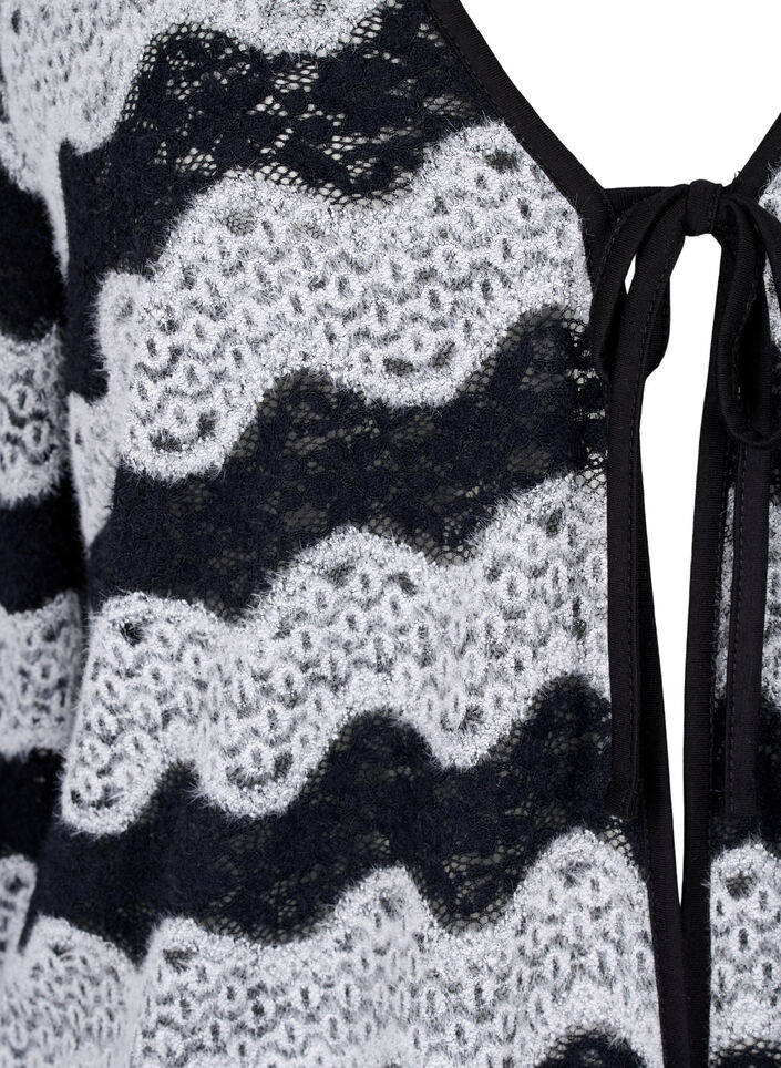 Knitted cardigan with wave pattern, Black Stripe, Packshot image number 2