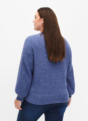 Melange cardigan in rib knit, Gray Blue Mel., Model image number 1