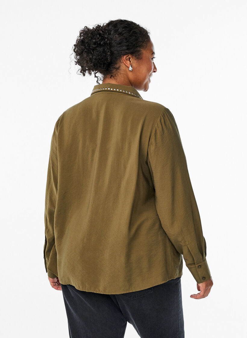 Shirt with studs, Green, Model image number 2