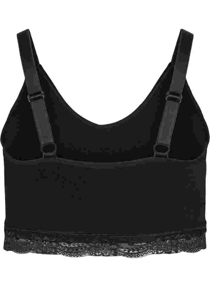 Soft bra with lace trim, Black, Packshot image number 1