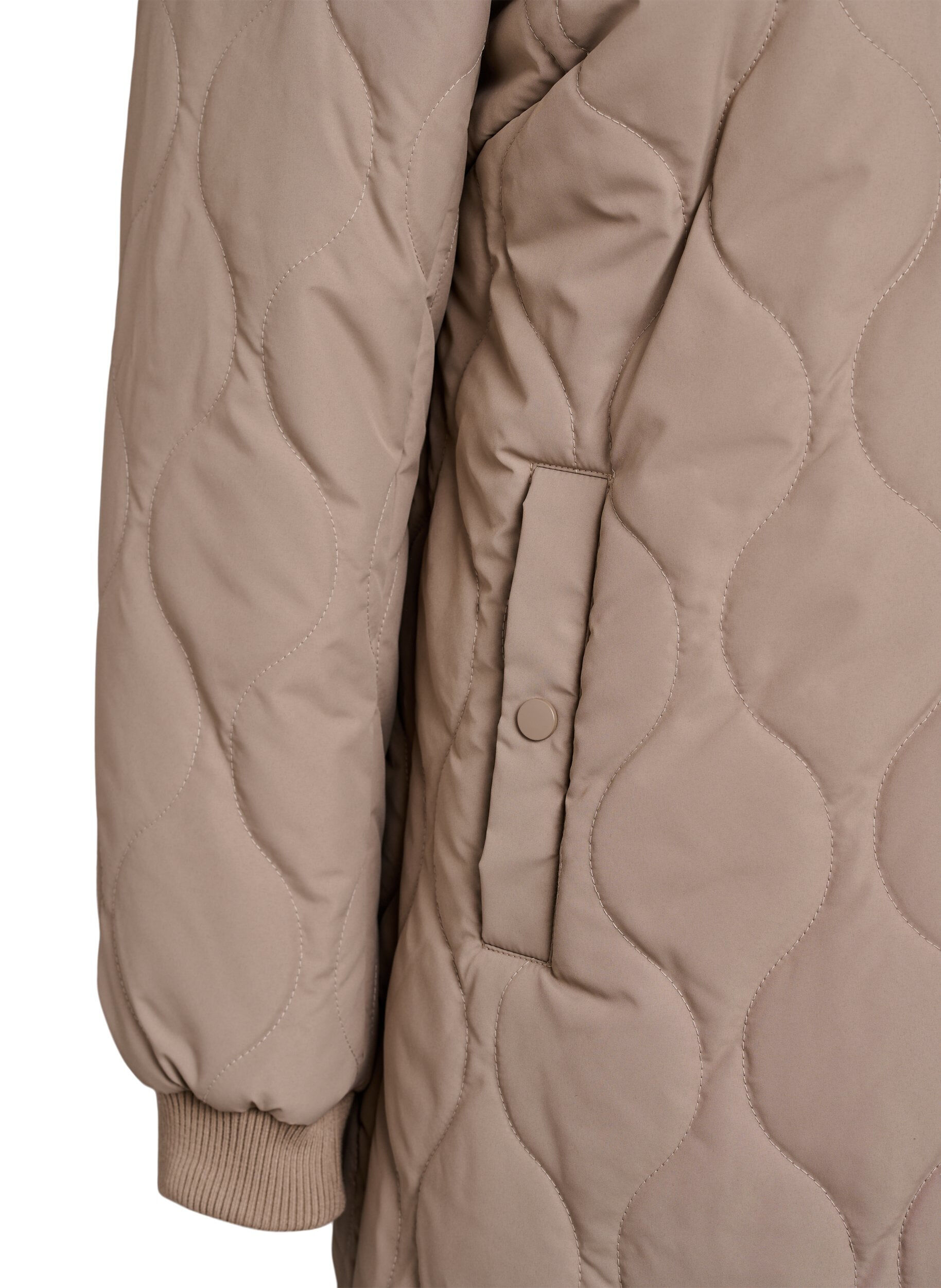 ZizzifashionMid-length quilted jacket with a hood, Brown, Packshot image number 3