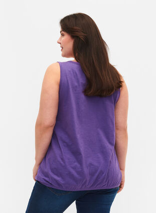 Cotton top with lace trim, Deep Lavender, Model image number 1