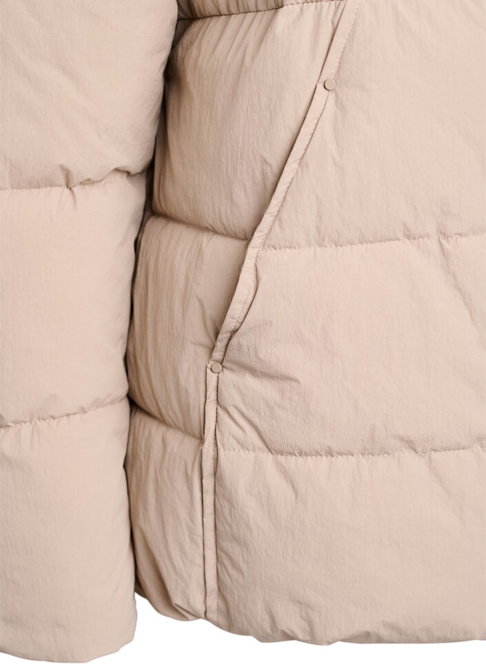 Short padded puffer jacket with a high neck, Beige, Packshot image number 3