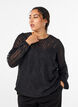 Chiffon blouse with a textured pattern, Black, Model image number 0