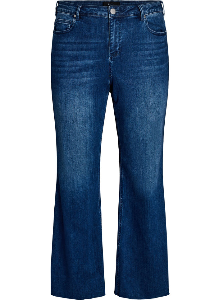 High-waisted bootcut jeans, Blue, Packshot image number 0