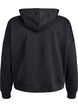 Hoodie with zipper and chest print, Black, Packshot image number 1