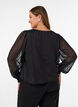Striped blouse with a balloon shape, Black, Model image number 2