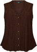 Sleeveless top with a wavy texture and button fastening, Brown, Packshot image number 0
