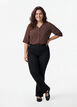 Shirt blouse with V-neck and 3/4 sleeves, Brown, Model image number 1