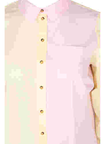 Long cotton shirt with color-block, Popcorn/Pink, Packshot image number 2