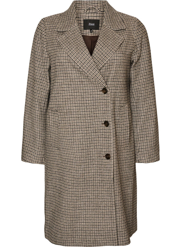 Mid-length checked coat, Brown, Packshot image number 0
