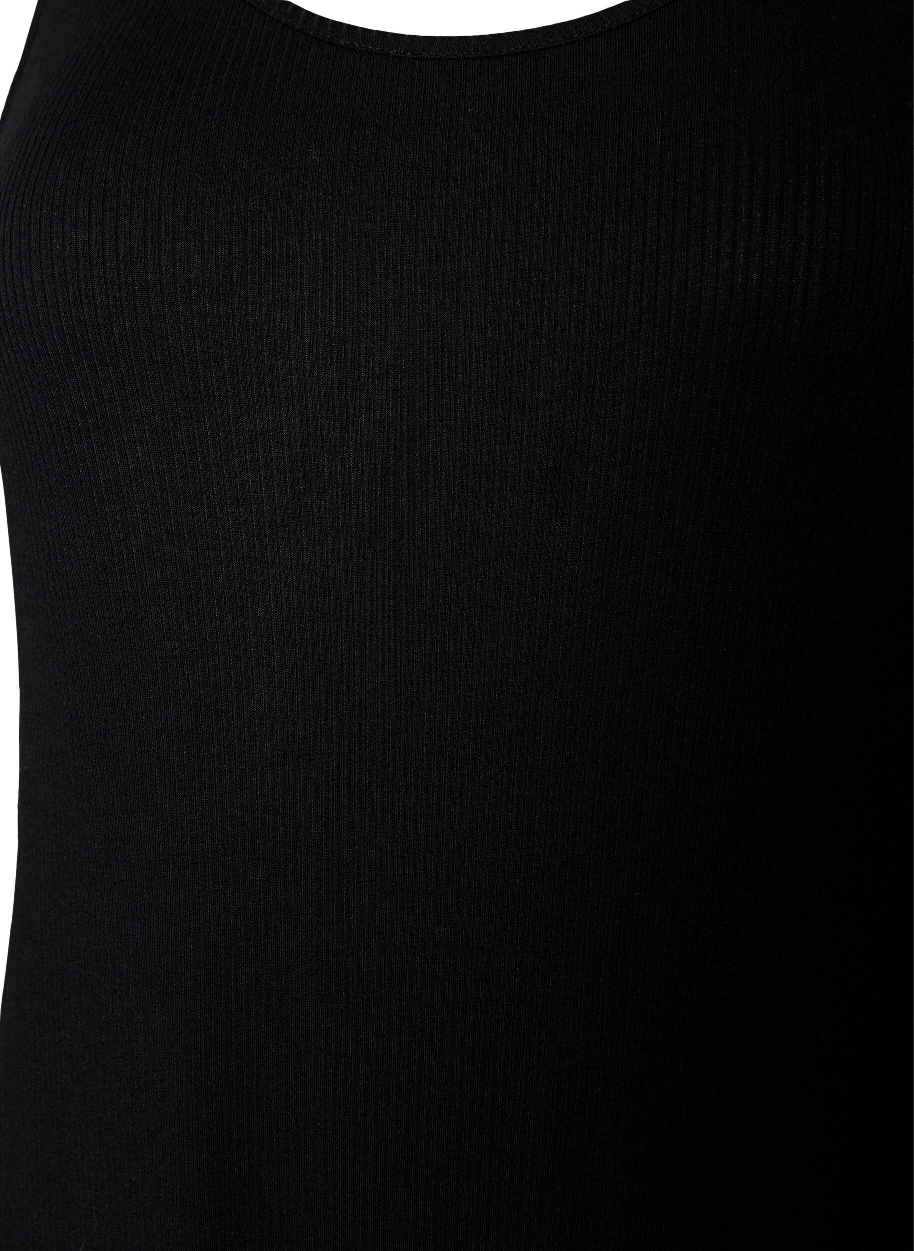 ZizzifashionSleeveless ribbed dress in viscose, Black, Packshot image number 2