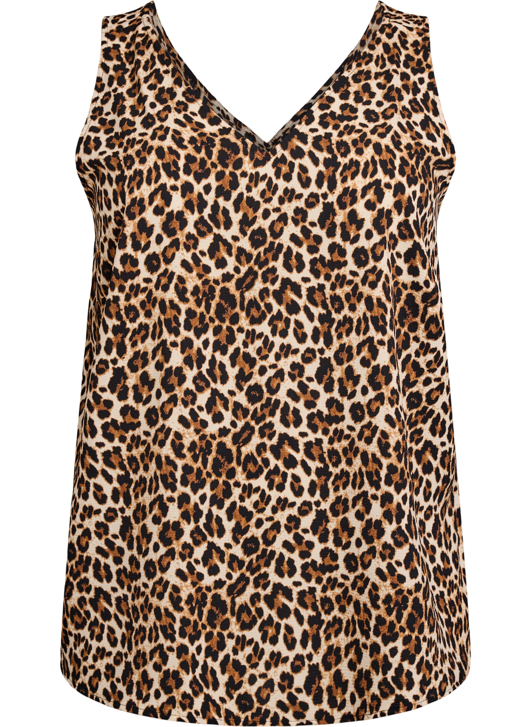 Zizzifashion Printed top with v-neck, Brown, Packshot image number 0