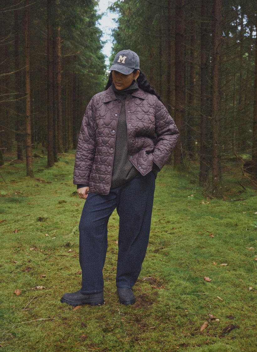 Lightly padded jacket with decorative quilting, Brown, Image image number 0