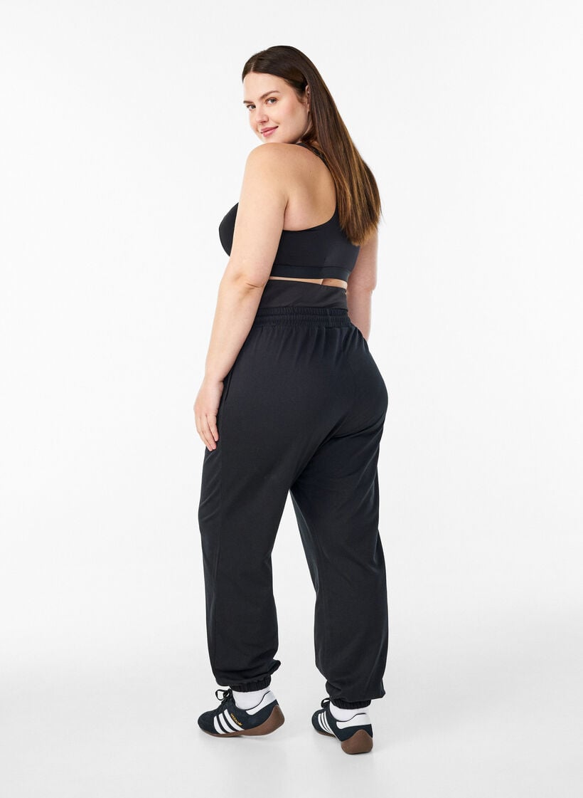 Sweatpants with a wide waistband, Black, Model image number 2