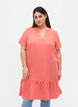Short-sleeved viscose dress with v-neckline, Coral, Model image number 0