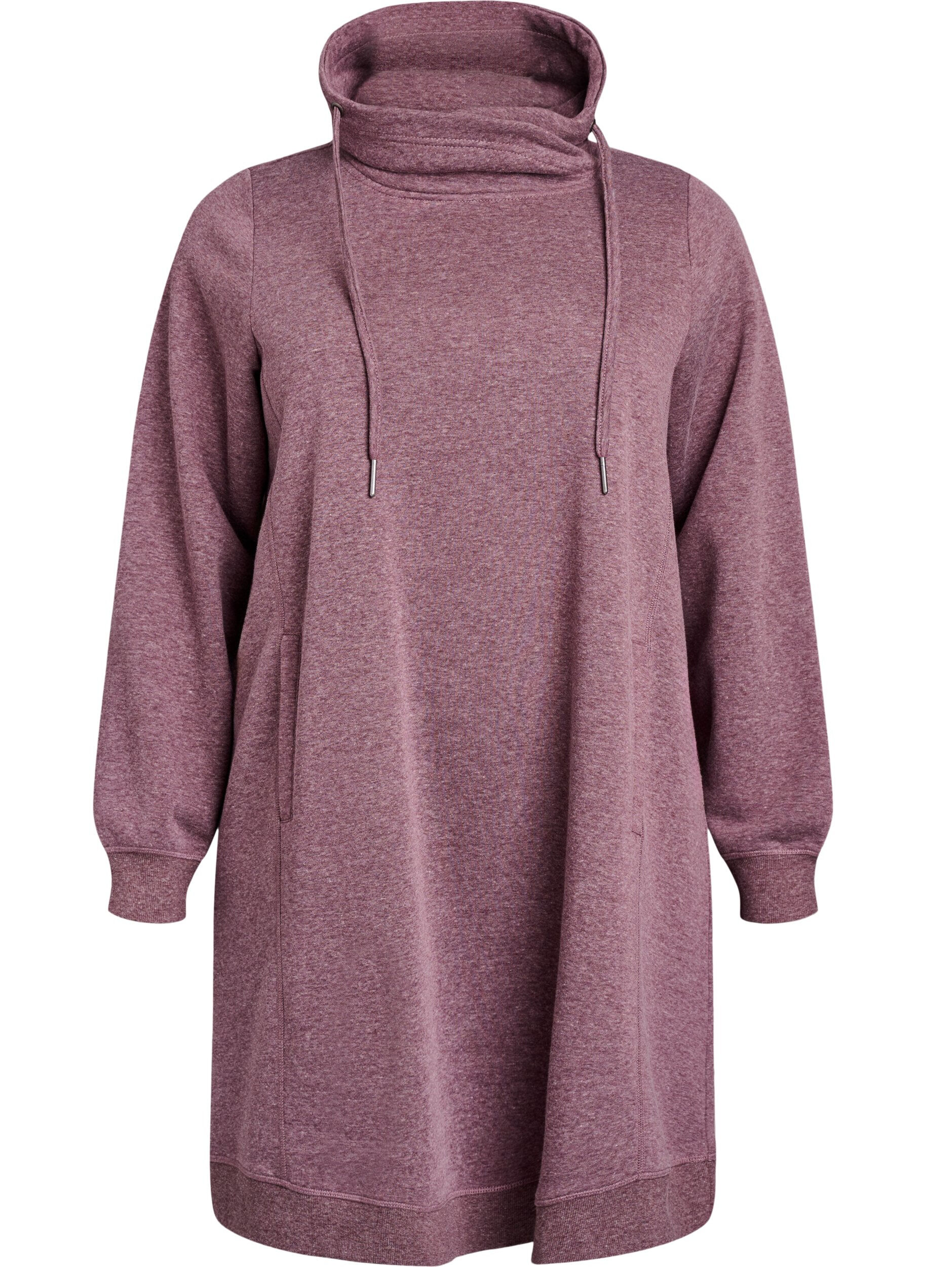 ZizzifashionShort sweatshirt dress with high collar and pockets, Red, Packshot image number 0