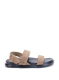 Wide fit sandal in suede, Brown, Packshot
