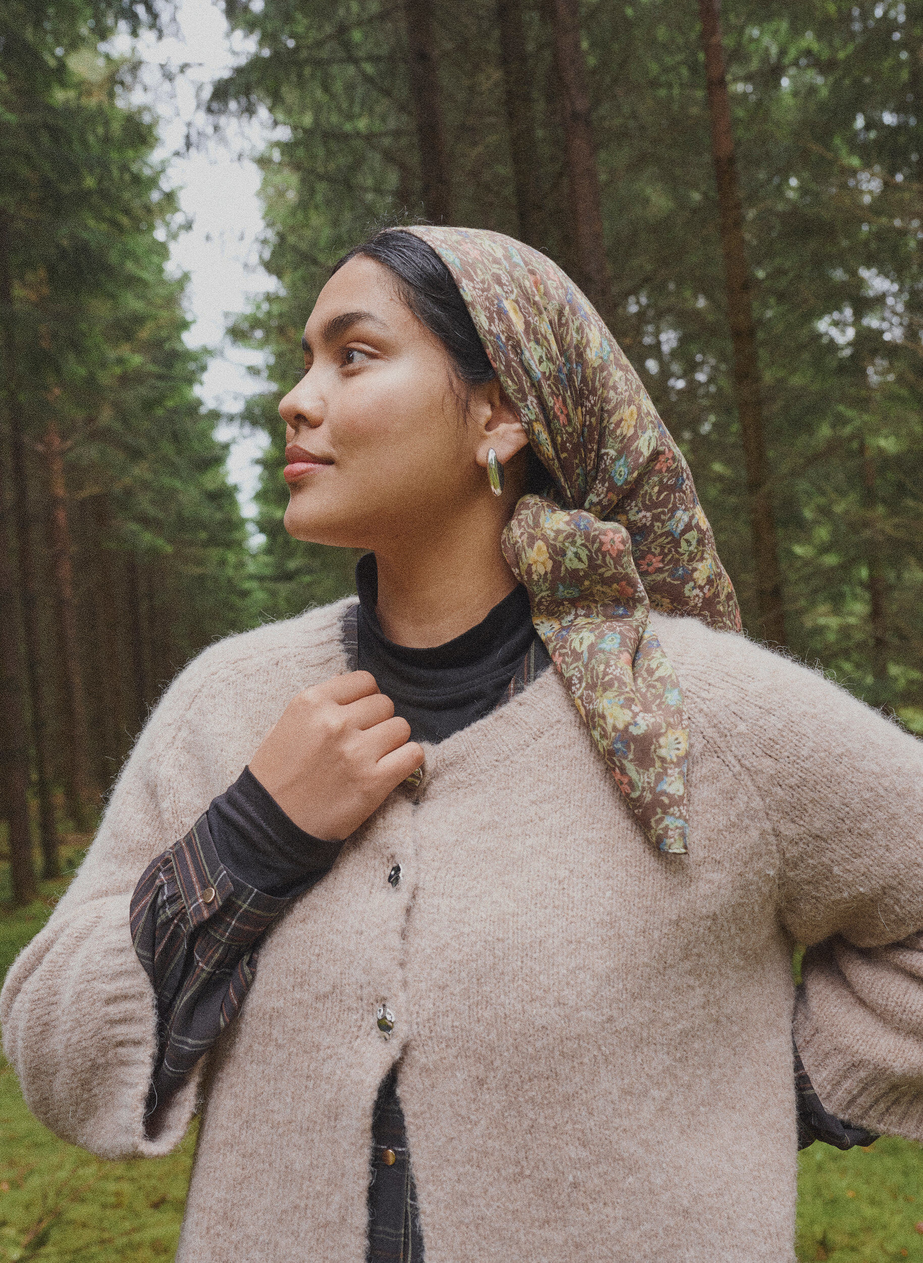 Wool blend cardigan with 3/4 sleeves