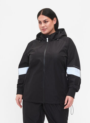Rain jacket with reflective details, Black w. Reflex, Model image number 0