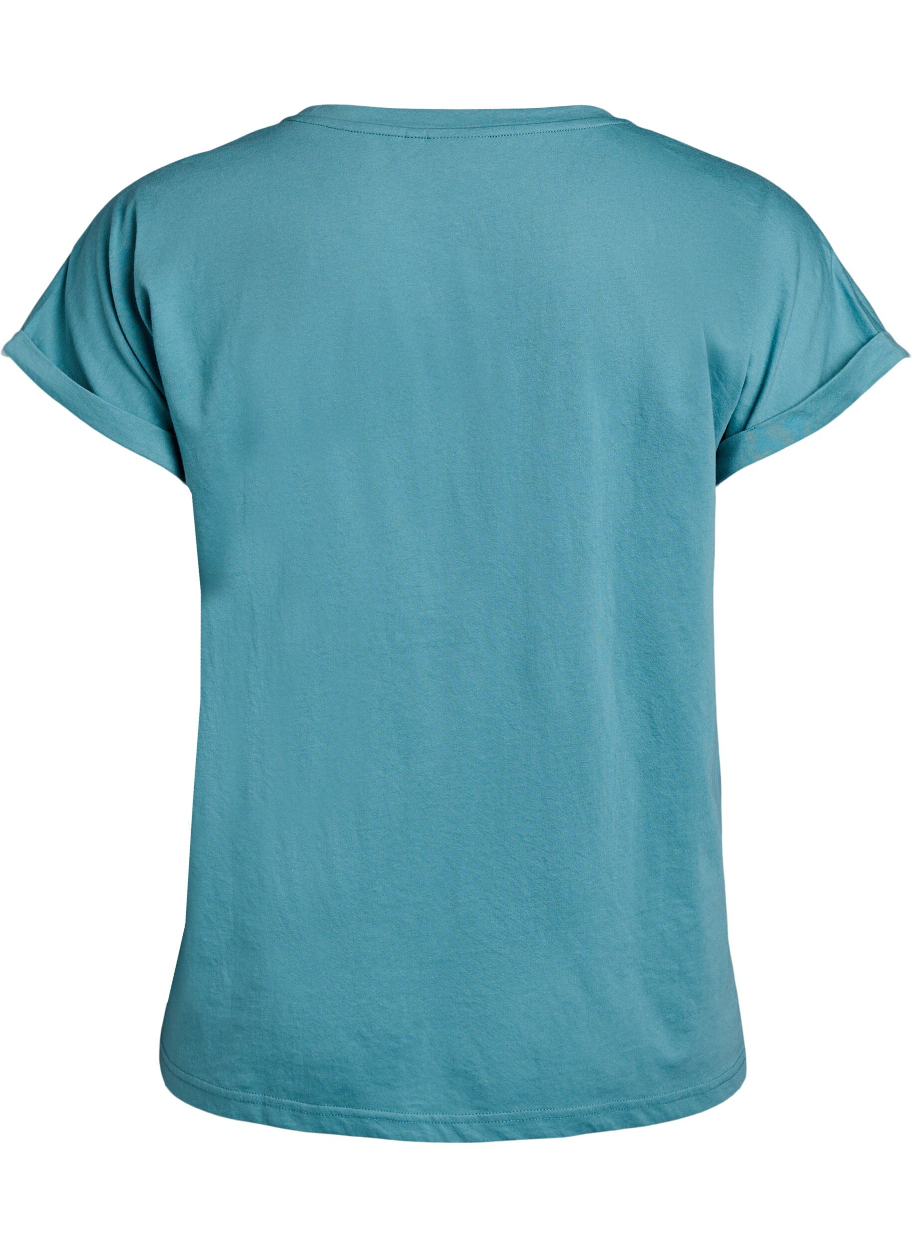 ZizzifashionShort sleeve cotton blend T-shirt, Blue, Packshot image number 1