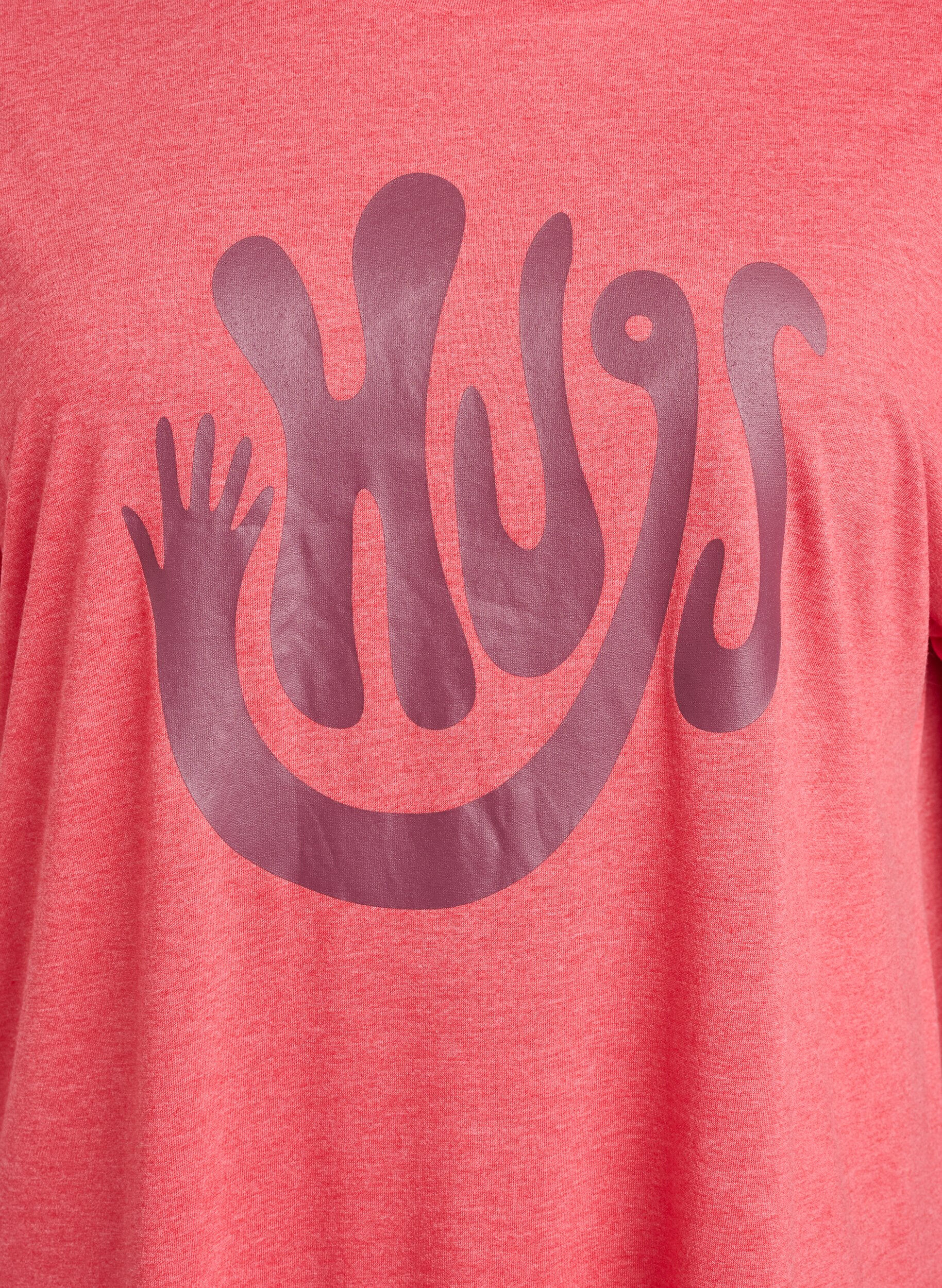 ZizzifashionShort sleeve nightgown with text print, Red, Packshot image number 2