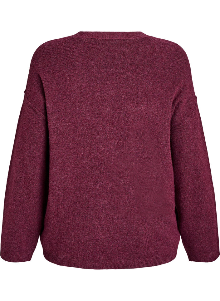 Loose knit sweater with prominent seams, Dark Bordeaux, Packshot image number 1
