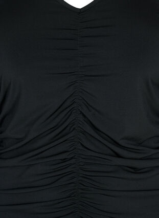 Blouse with v-neck and draping, Black, Packshot image number 2