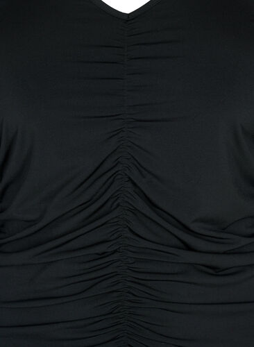 Blouse with v-neck and draping, Black, Packshot image number 2