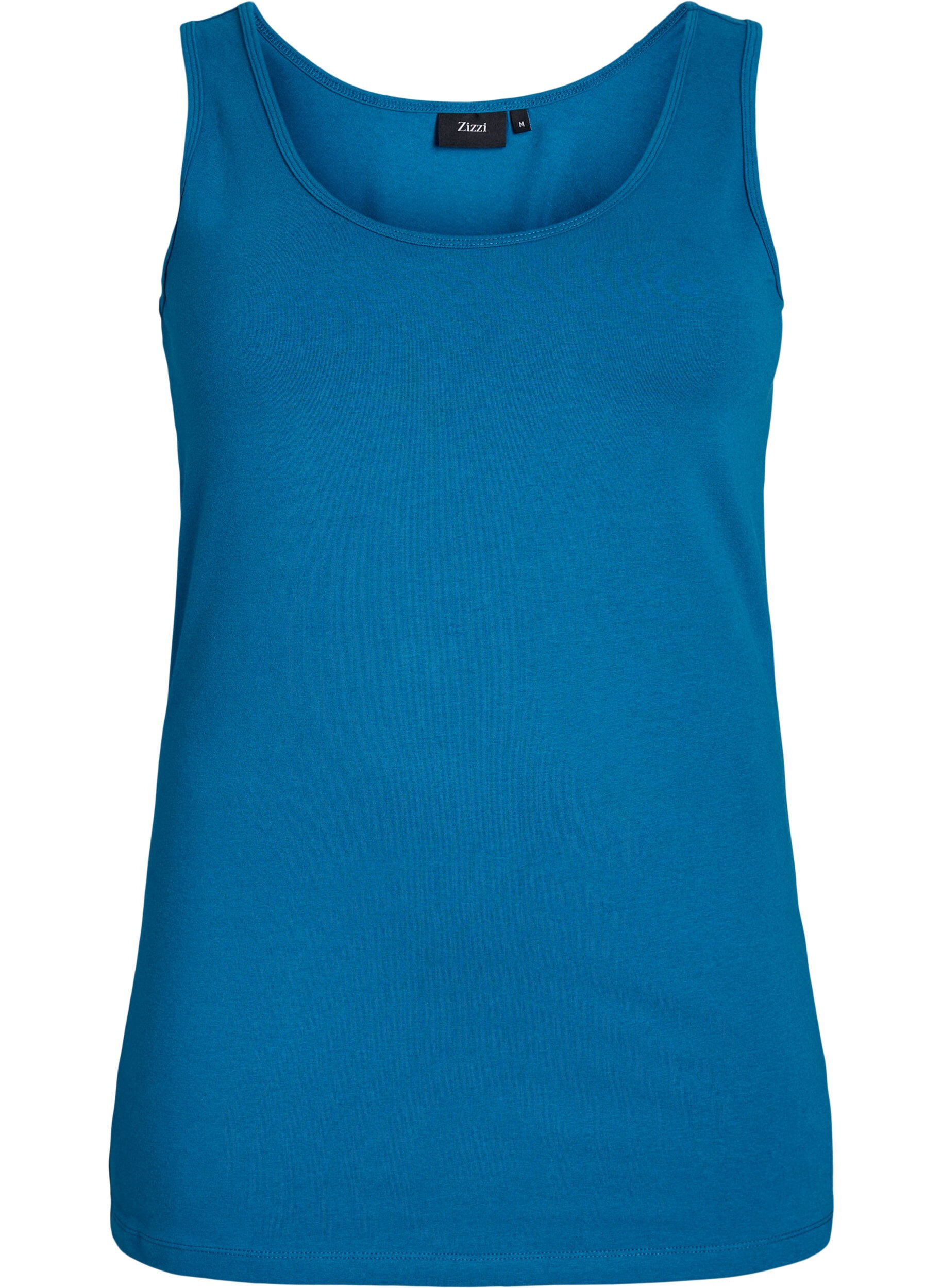 ZizzifashionSolid color basic top in cotton, Petrol, Packshot image number 0