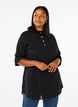 Hooded tunic in cotton and linen, Black, Model image number 0