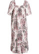 Long dress with a square neckline and floral motifs, Vanilla, Packshot image number 1