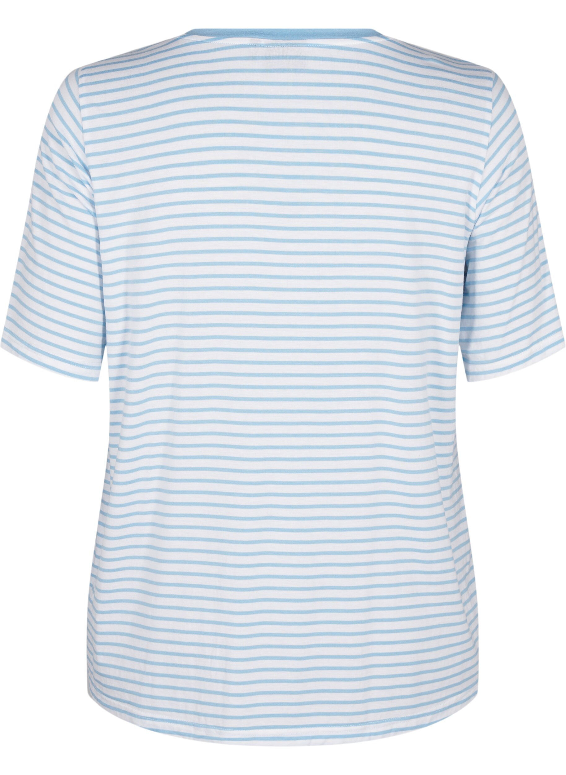 Zizzifashion Striped T-shirt in lyocell with round neck, Light Blue, Packshot image number 1