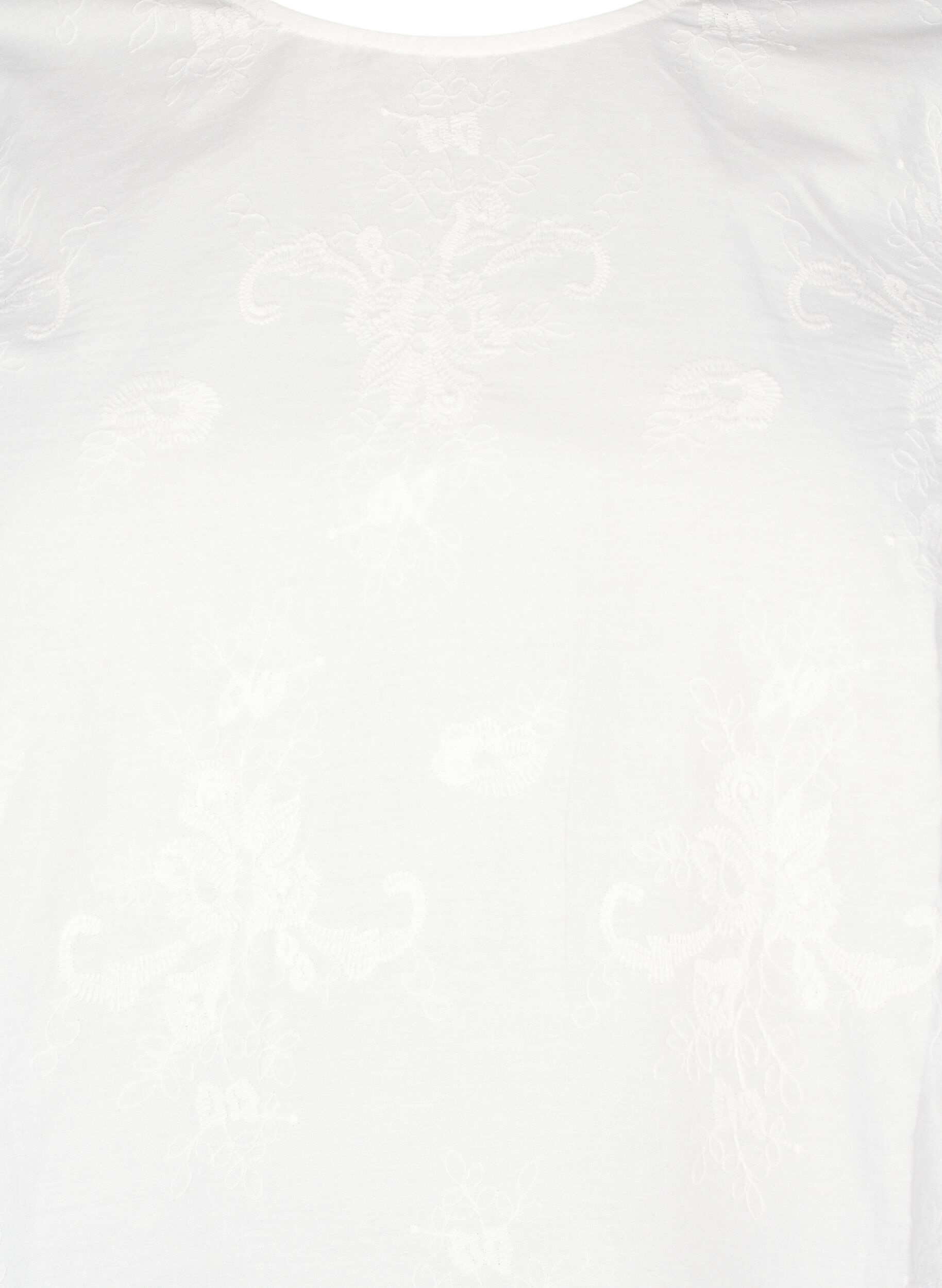 Zizzifashion Long-sleeved blouse with embroidery, White, Packshot image number 2