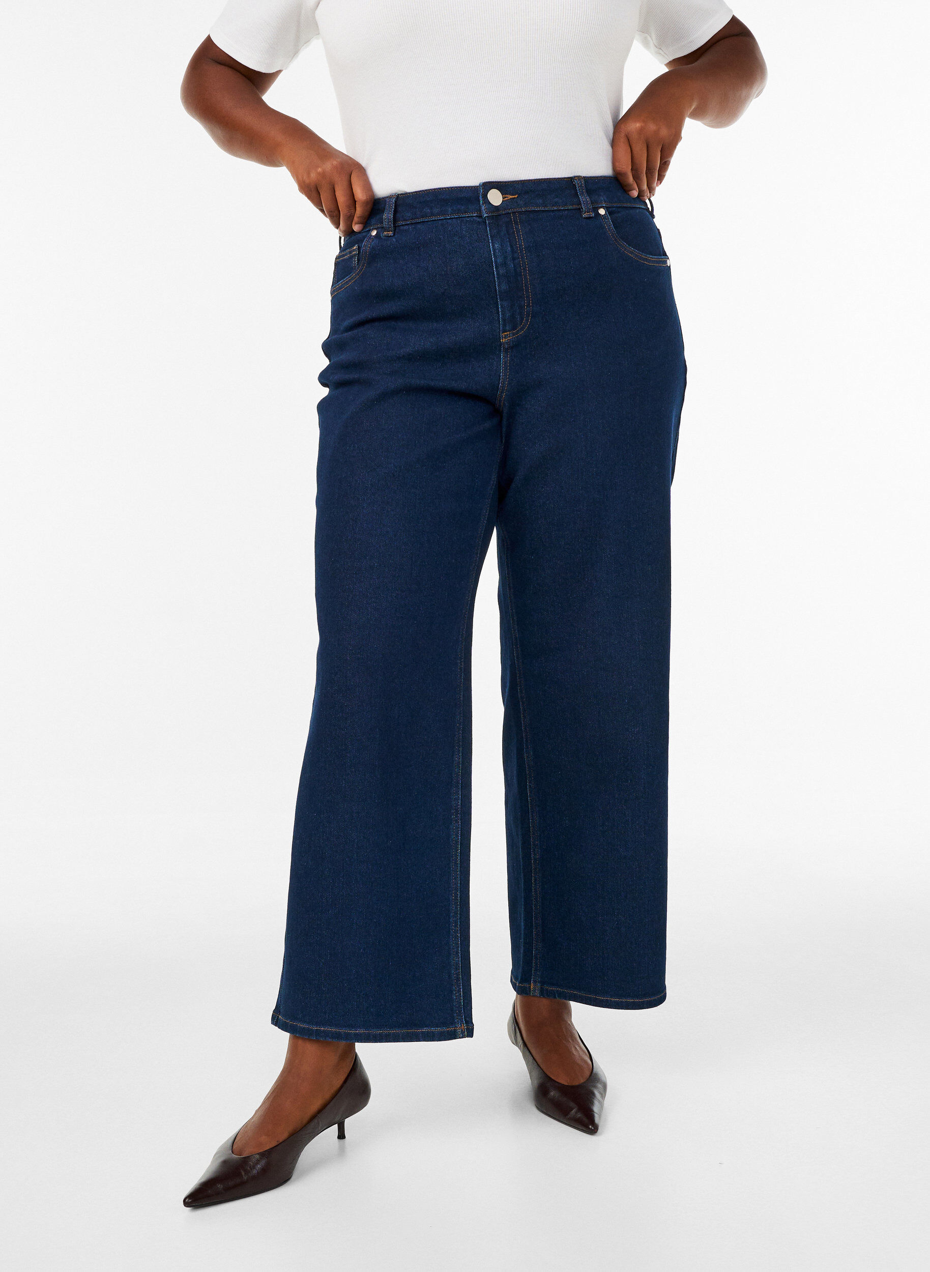 ZizzifashionMyra jeans with high waist and wide fit, Blue, Model image number 2