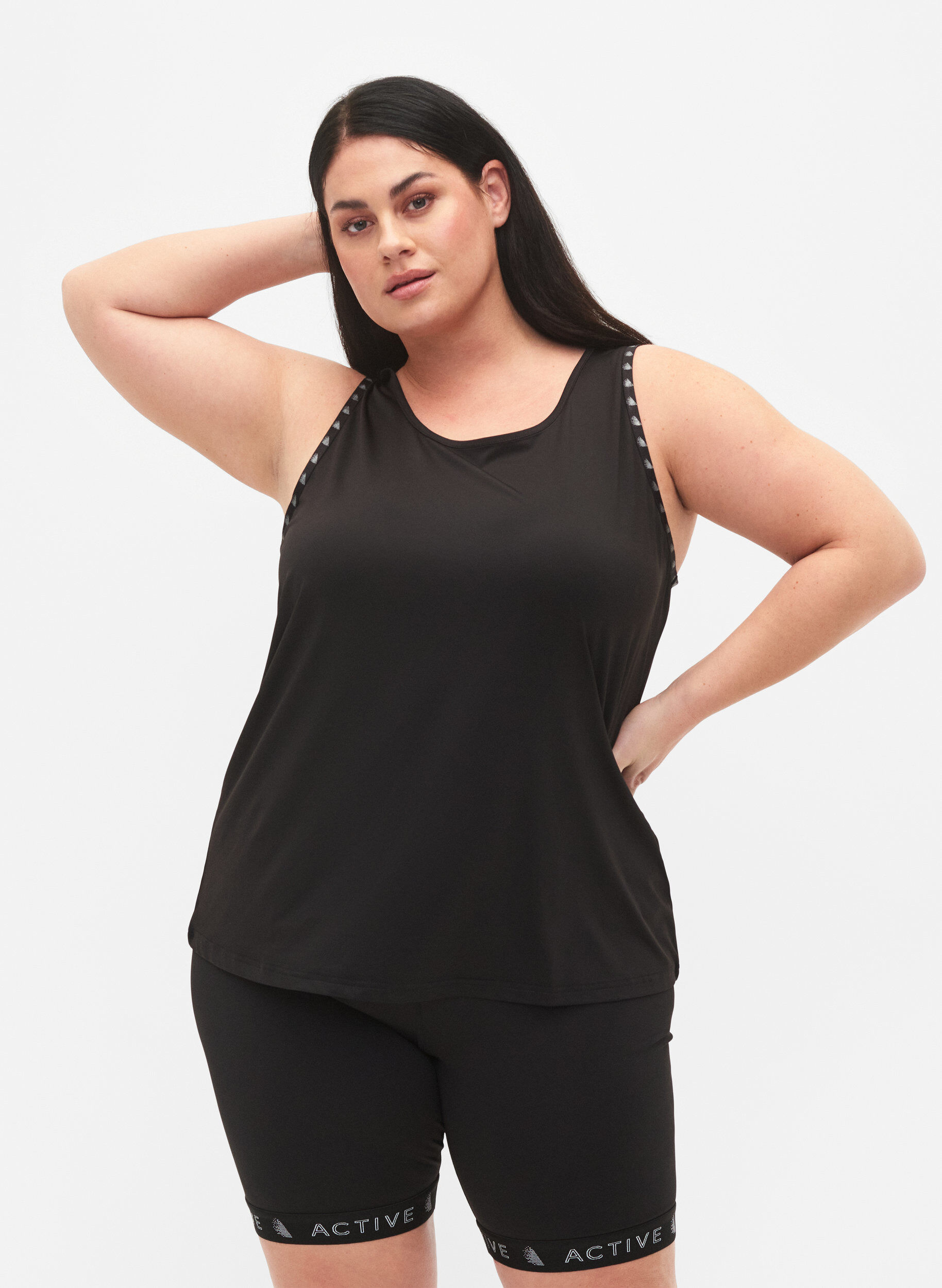 Zizzifashion Plain workout top, Black, Model image number 0