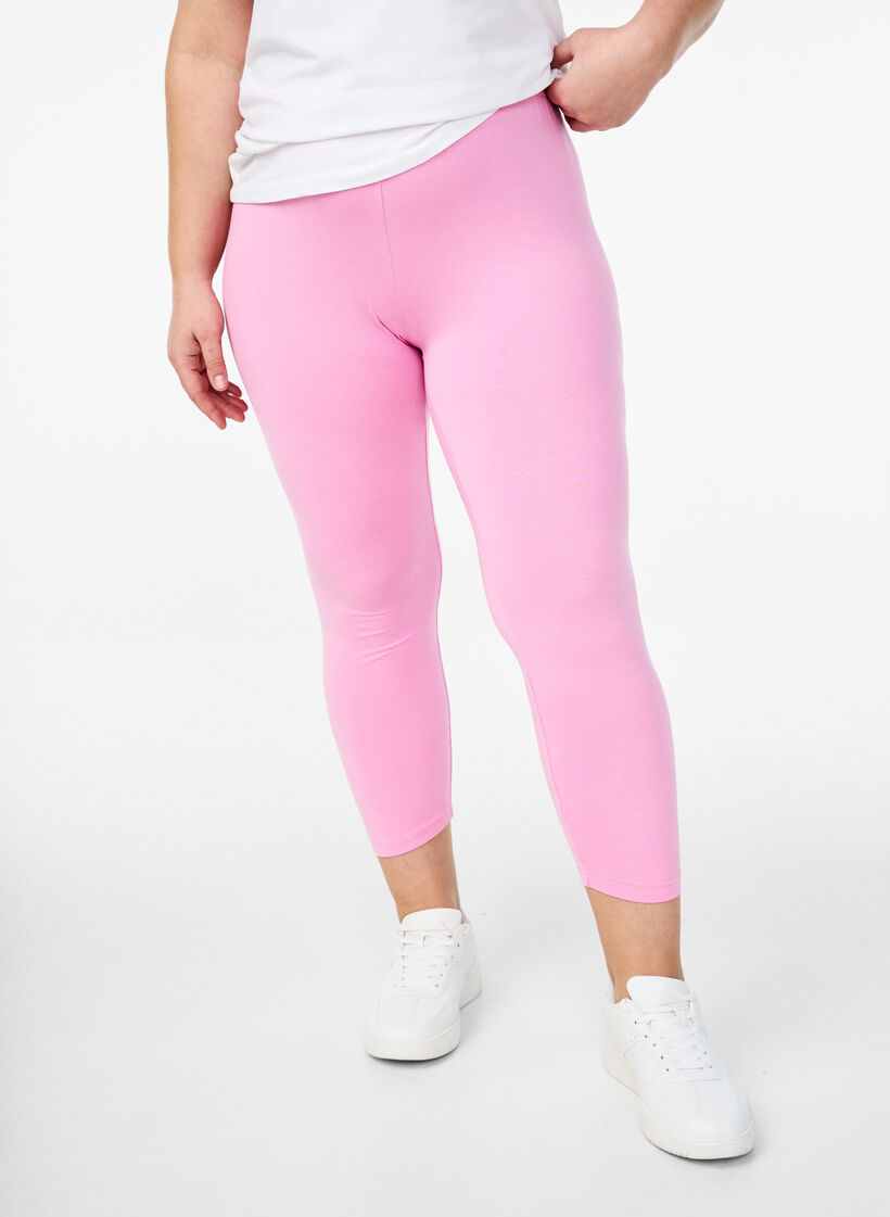 Basic 3/4 leggings in viscose, Pink, Model image number 0