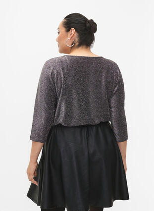 Glitter blouse with 3/4 sleeves, Black Silver , Model image number 1